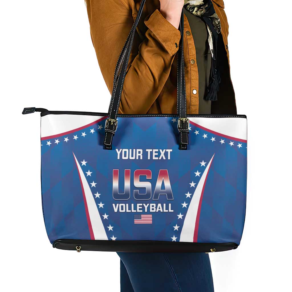 Custom USA 2025 Volleyball Leather Tote Bag Sporty Style
