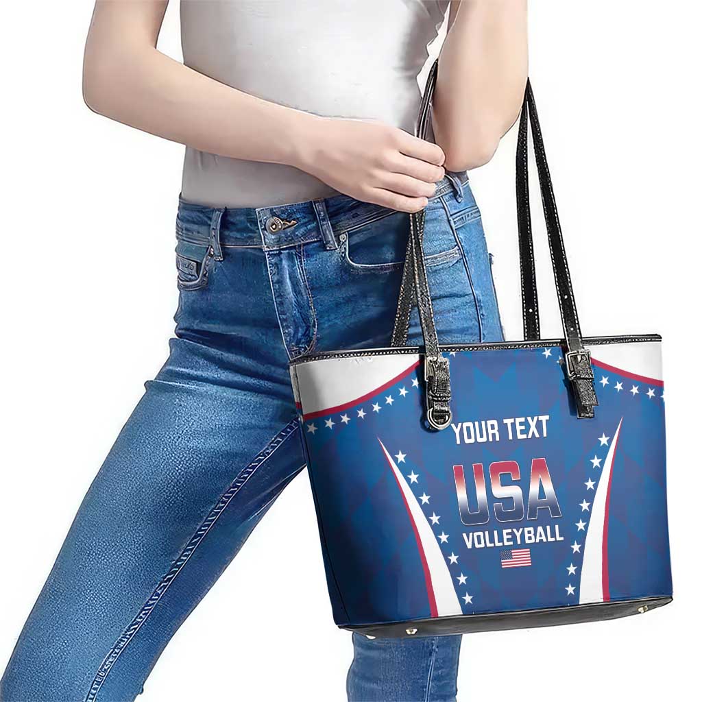 Custom USA 2025 Volleyball Leather Tote Bag Sporty Style