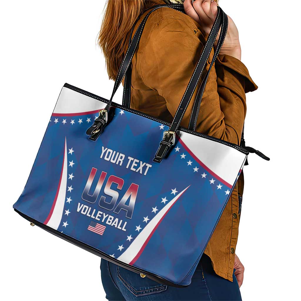 Custom USA 2025 Volleyball Leather Tote Bag Sporty Style