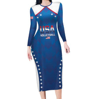 Custom USA 2025 Volleyball Long Sleeve Bodycon Dress Sporty Style