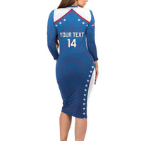 Custom USA 2025 Volleyball Long Sleeve Bodycon Dress Sporty Style
