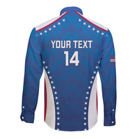 Custom USA 2025 Volleyball Long Sleeve Button Shirt Sporty Style