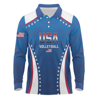 Custom USA 2025 Volleyball Long Sleeve Polo Shirt Sporty Style