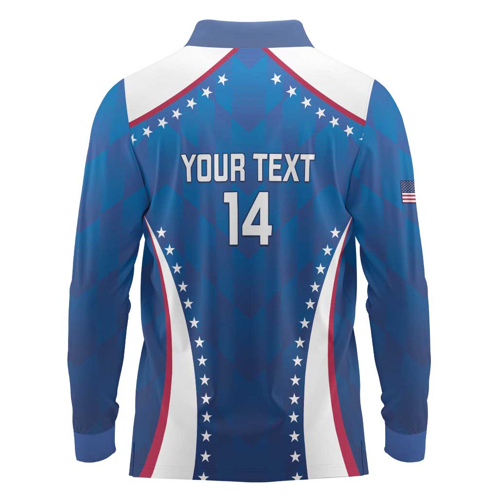 Custom USA 2025 Volleyball Long Sleeve Polo Shirt Sporty Style