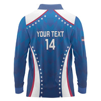 Custom USA 2025 Volleyball Long Sleeve Polo Shirt Sporty Style