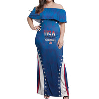 Custom USA 2025 Volleyball Off Shoulder Maxi Dress Sporty Style