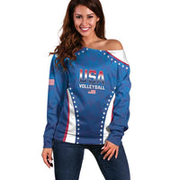 Custom USA 2025 Volleyball Off Shoulder Sweater Sporty Style