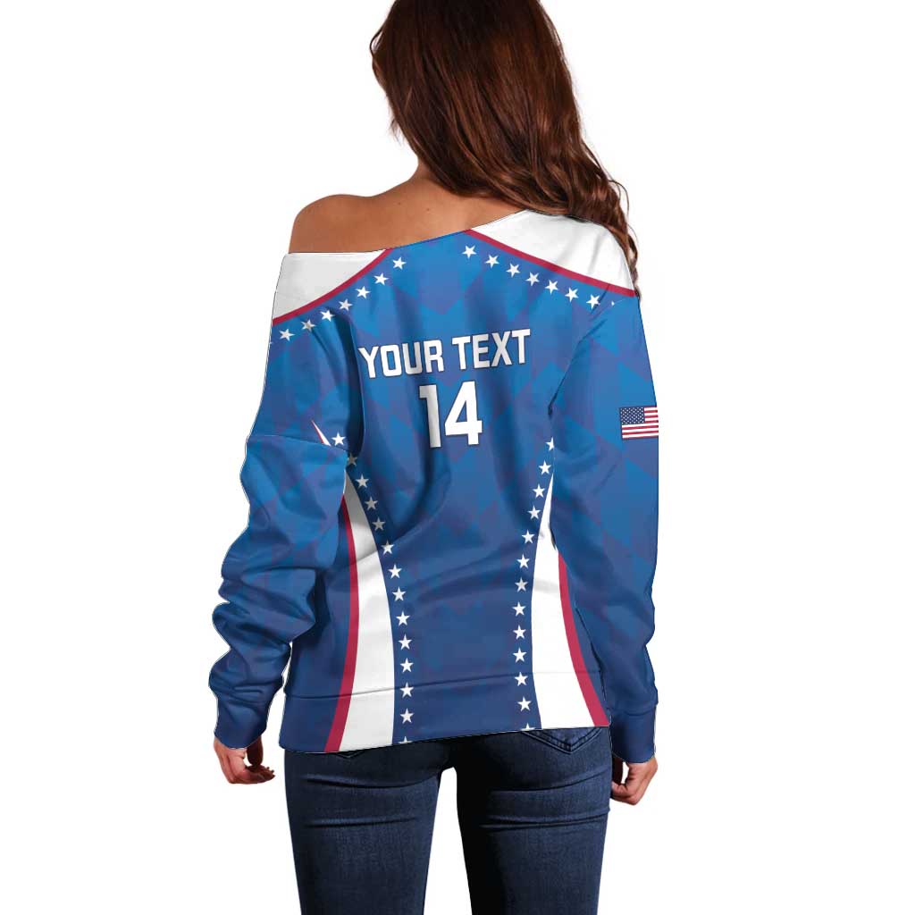 Custom USA 2025 Volleyball Off Shoulder Sweater Sporty Style