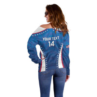 Custom USA 2025 Volleyball Off Shoulder Sweater Sporty Style
