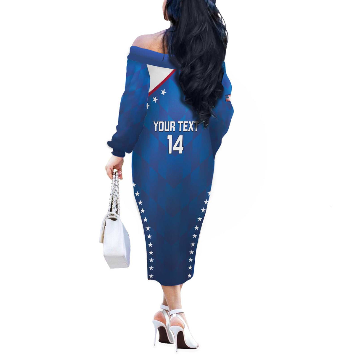 Custom USA 2025 Volleyball Off The Shoulder Long Sleeve Dress Sporty Style