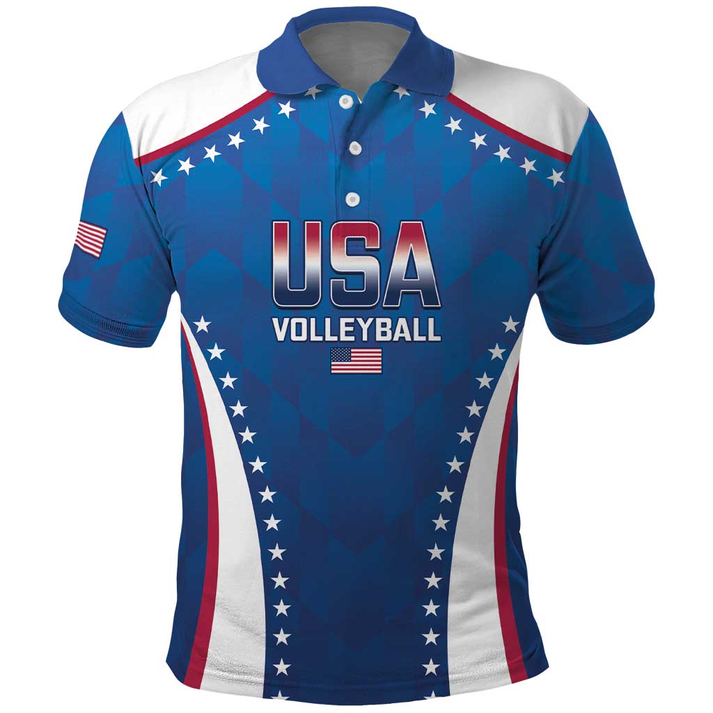 Custom USA 2025 Volleyball Polo Shirt Sporty Style
