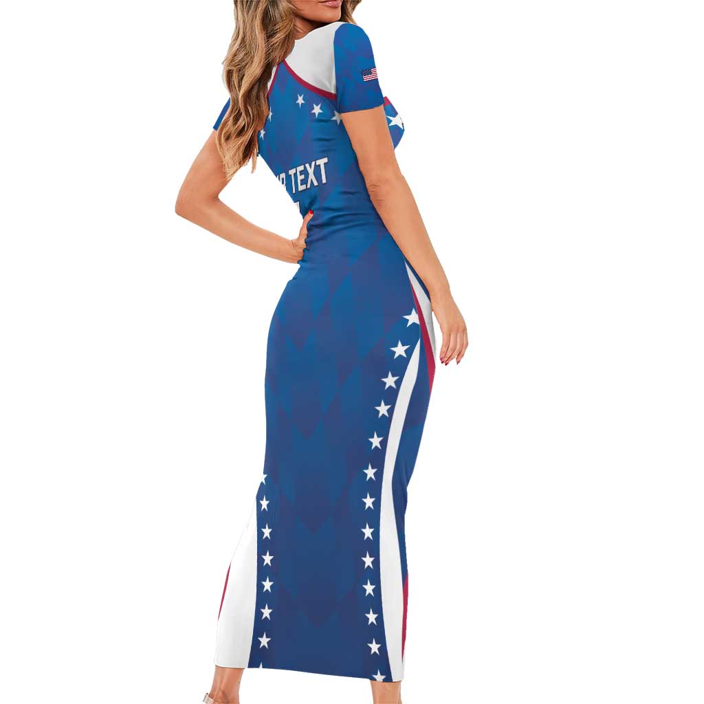 Custom USA 2025 Volleyball Short Sleeve Bodycon Dress Sporty Style