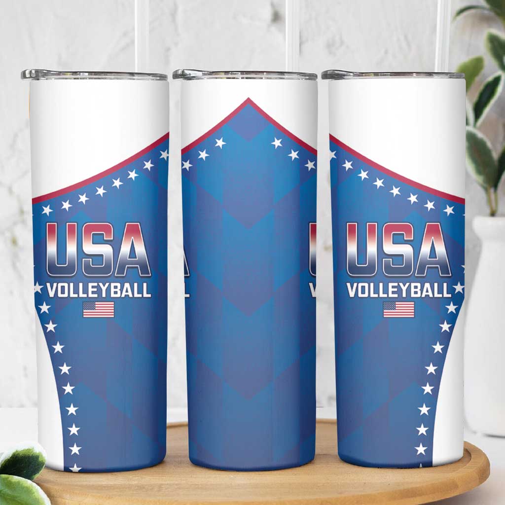 Custom USA 2025 Volleyball Skinny Tumbler Sporty Style