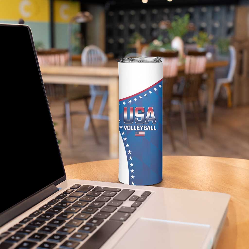 Custom USA 2025 Volleyball Skinny Tumbler Sporty Style