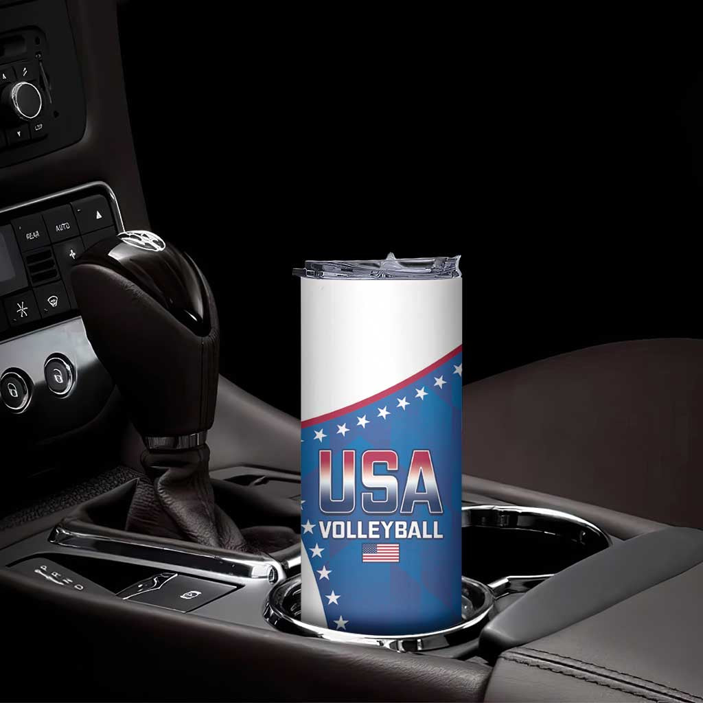 Custom USA 2025 Volleyball Skinny Tumbler Sporty Style