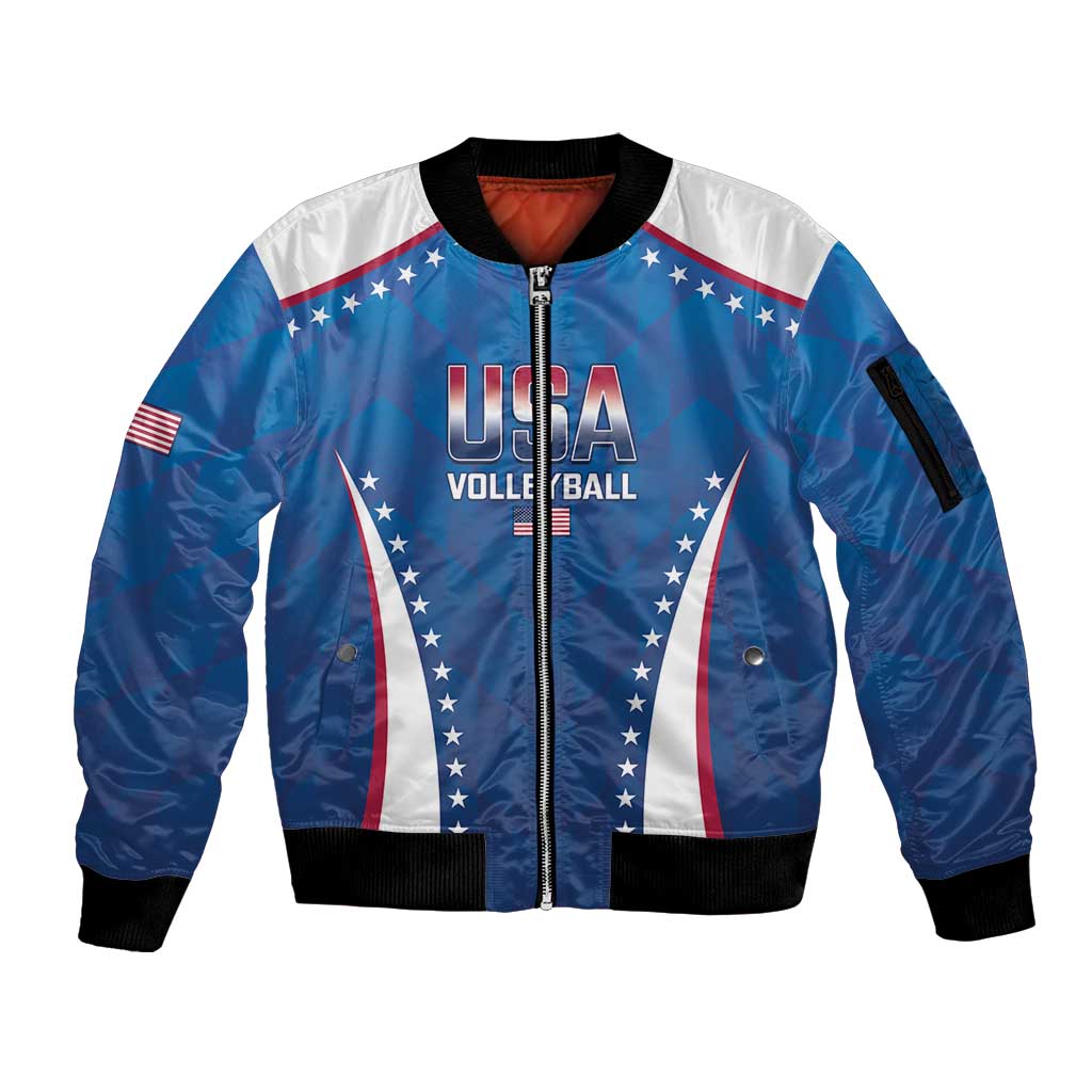 Custom USA 2025 Volleyball Sleeve Zip Bomber Jacket Sporty Style