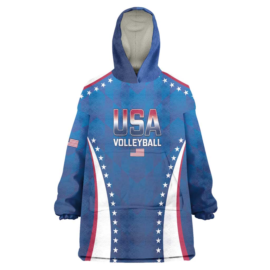 Custom USA 2025 Volleyball Wearable Blanket Hoodie Sporty Style