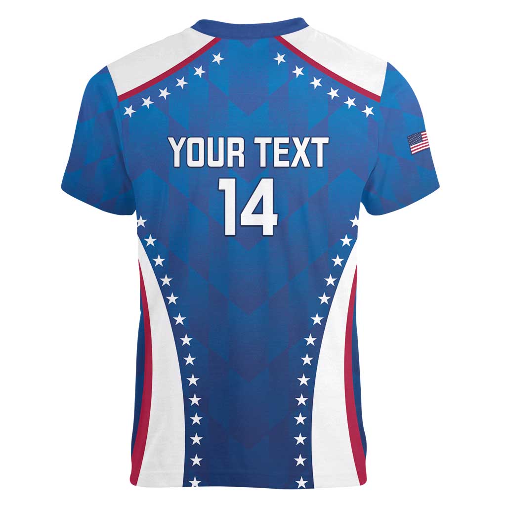 Custom USA 2025 Volleyball Women V-Neck T-Shirt Sporty Style