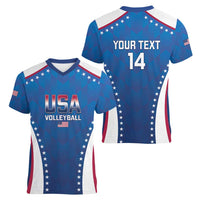 Custom USA 2025 Volleyball Women V-Neck T-Shirt Sporty Style