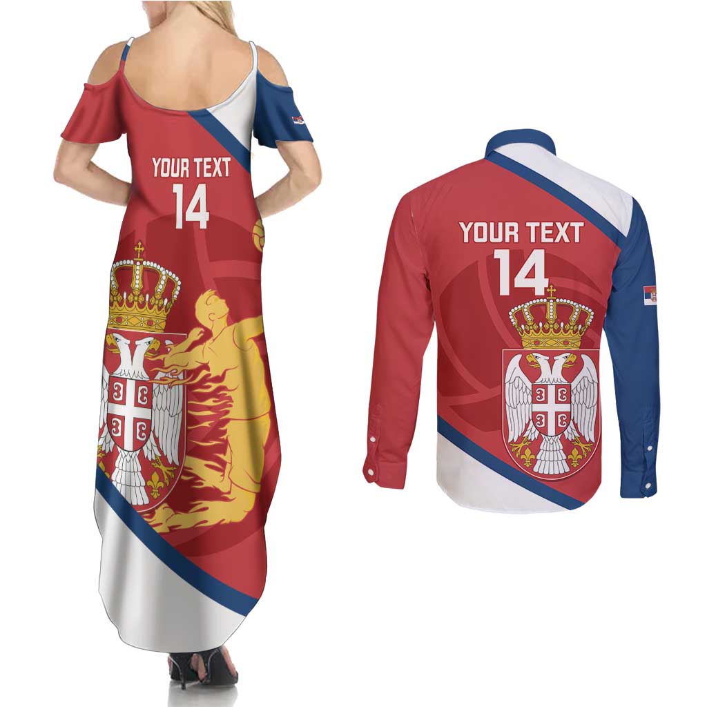 Custom Serbia Volleyball Couples Matching Summer Maxi Dress and Long Sleeve Button Shirt 2025 Go Champions