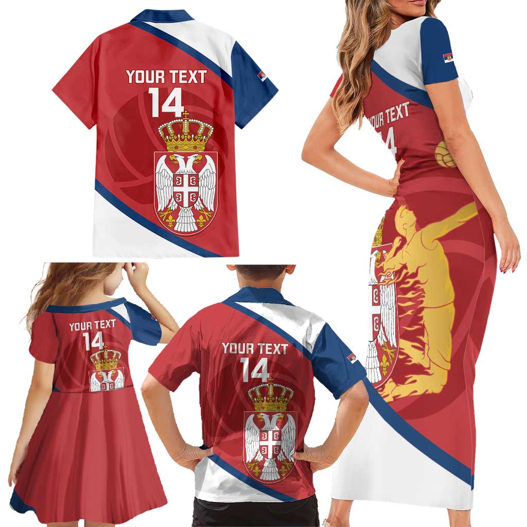 Custom Serbia Volleyball Family Matching Short Sleeve Bodycon Dress and Hawaiian Shirt 2025 Go Champions