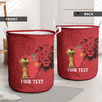 Morocco Football Custom Laundry Basket Atlas Lions Champions African Red Islamic Pattern