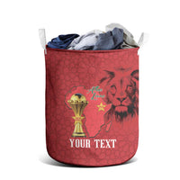Morocco Football Custom Laundry Basket Atlas Lions Champions African Red Islamic Pattern