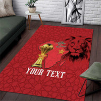 Morocco Football Custom Area Rug Atlas Lions Champions African Red Islamic Pattern