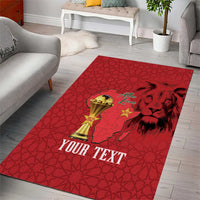 Morocco Football Custom Area Rug Atlas Lions Champions African Red Islamic Pattern