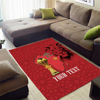 Morocco Football Custom Area Rug Atlas Lions Champions African Red Islamic Pattern
