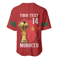 Morocco Football Custom Baseball Jersey Atlas Lions Champions African Red Islamic Pattern