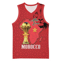 Morocco Football Custom Basketball Jersey Atlas Lions Champions African Red Islamic Pattern