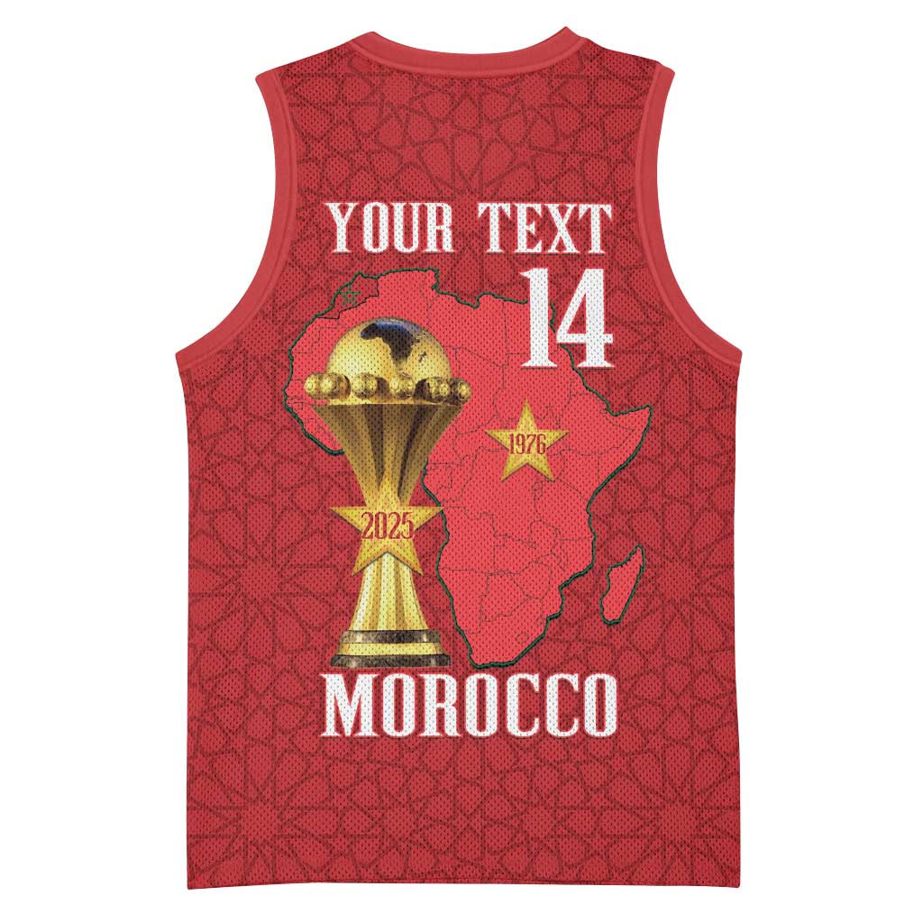 Morocco Football Custom Basketball Jersey Atlas Lions Champions African Red Islamic Pattern