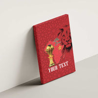 Morocco Football Custom Canvas Wall Art Atlas Lions Champions African Red Islamic Pattern