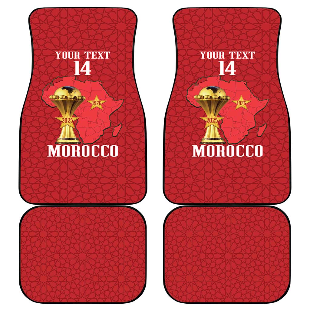 Morocco Football Custom Car Mats Atlas Lions Champions African Red Islamic Pattern