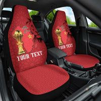 Morocco Football Custom Car Seat Cover Atlas Lions Champions African Red Islamic Pattern