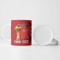 Morocco Football Custom Ceramic Mug Atlas Lions Champions African Red Islamic Pattern