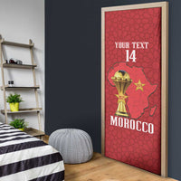 Morocco Football Custom Door Cover Atlas Lions Champions African Red Islamic Pattern