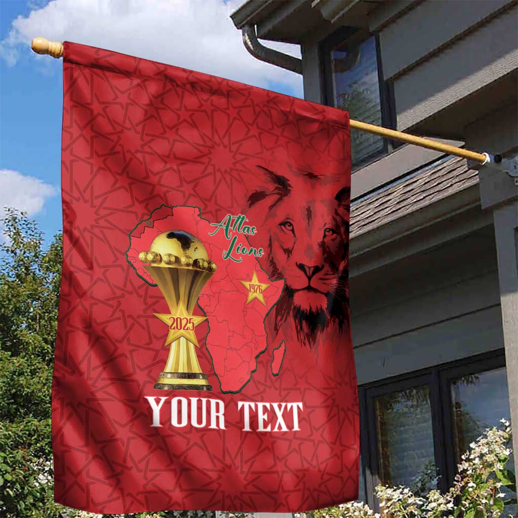 Morocco Football Custom Garden Flag Atlas Lions Champions African Red Islamic Pattern