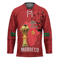 Morocco Football Custom Hockey Jersey Atlas Lions Champions African Red Islamic Pattern