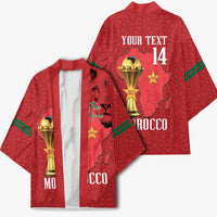 Morocco Football Custom Kimono Atlas Lions Champions African Red Islamic Pattern