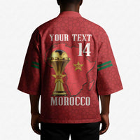 Morocco Football Custom Kimono Atlas Lions Champions African Red Islamic Pattern