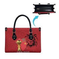 Morocco Football Custom Leather Bag Atlas Lions Champions African Red Islamic Pattern