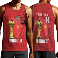Morocco Football Custom Men Tank Top Atlas Lions Champions African Red Islamic Pattern