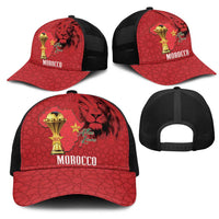 Morocco Football Mesh Trucker Cap Atlas Lions Champions African Red Islamic Pattern