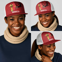 Morocco Football Mesh Trucker Cap Atlas Lions Champions African Red Islamic Pattern