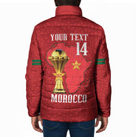 Morocco Football Custom Padded Jacket Atlas Lions Champions African Red Islamic Pattern