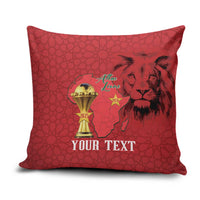 Morocco Football Custom Pillow Cover Atlas Lions Champions African Red Islamic Pattern