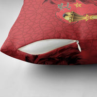 Morocco Football Custom Pillow Cover Atlas Lions Champions African Red Islamic Pattern