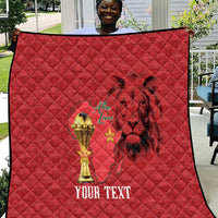 Morocco Football Custom Quilt Atlas Lions Champions African Red Islamic Pattern